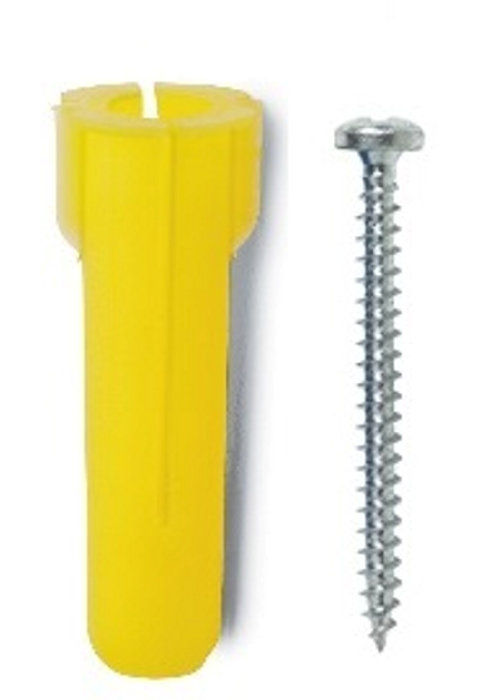 Plastplugg Gul inkl. Skruv 3,5 x 30 mm Heco